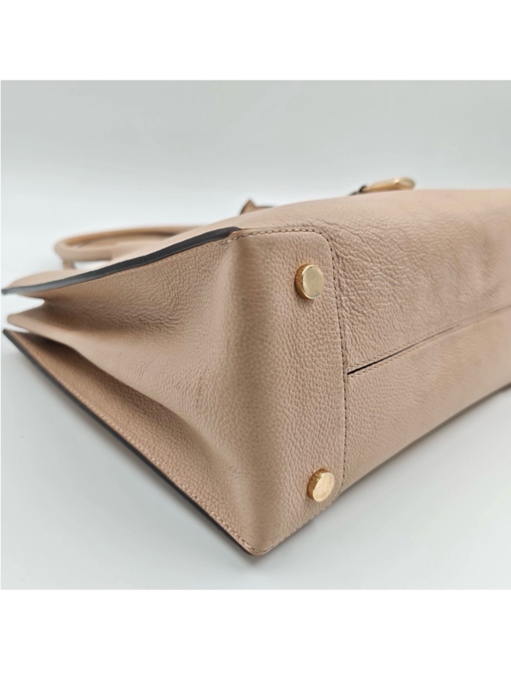 Michael Kors Taupe Leather Satchel with Padlock Charm - Picture 6 of 9